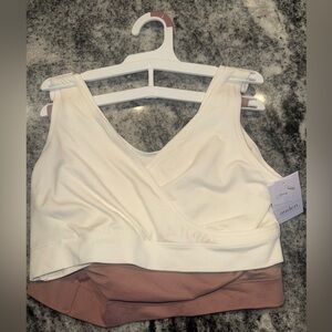 NWT - Auden Cream and Tan Crossover Bra Double set